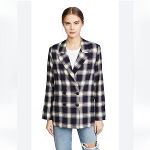 Rolla's Check Slouch Navy Cream Blazer Size M